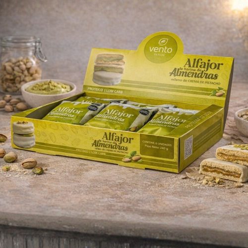 ALFAJOR CHOCOLATE BLANCO + PISTACHO S/ AZUCAR x 6u.